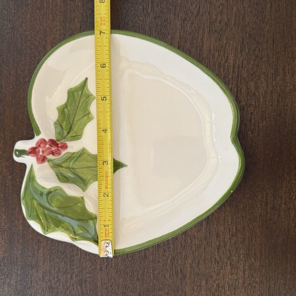 VTG Christmas Holly Apple Shaped Plate N.S. Gustin Co Nut Candy Trinket Dish USA - Picture 13 of 13